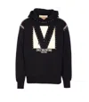 Valentino Crystal Embellished Hoodie With Embroidered Graphic In Black