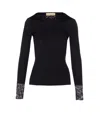 Valentino Knitwear With Lace Cuffs And Long Sleeves In Black