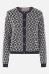 Valentino Cardigan Toute La V Aus Schurwolle In Cream+navy