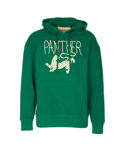 Valentino Hooded Sweatshirt Drawstring Kangaroo Pocket Ribbed Trim In Green