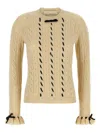 Valentino Wool Sweater With Bow Detail And Cable Knit Pattern In Multi