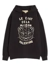 Valentino Black Sweatshirt With Le Chat De La Maison Patch In Black