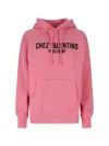 Valentino Pink Cotton Hoodie With Kangaroo Pocket In Pink