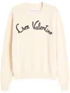 Valentino Beige Embroidered Wool Sweater In White