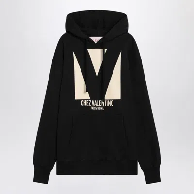Valentino Garavani Cotton Hoodie With Print In Black