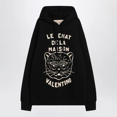 Valentino Garavani Sweatshirt With Le Chat De La Maison Patch In Black/butter
