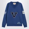 Valentino Blue Cotton "v" College Sweatshirt In Blue