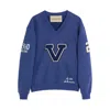 Valentino Blue Sweatshirt With V And Le Chat De La Maison Embroidery