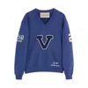 Valentino Blue Sweatshirt With V And Le Chat De La Maison Embroidery