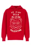 Valentino Cotton Sweatshirt With Hood And Graphic Print In Red