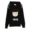 Valentino Crystal-embellished Hooded Sweater With Embroidered Logo In Black