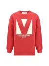Valentino Oversized Logo Crew Neck Sweatshirt In Red