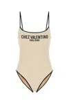 Valentino Garavani Cream Lycra Piquet Swimsuit In Neutral