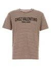 Valentino Striped Cotton T-shirt With Chez Print