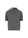 Valentino Wool Knit Sweater With Embroidered Neckline In Dark Gray Melange