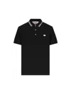 Valentino Garavani Black Polo Shirt With Classic Bicolor Collar And Logo Patch On The Front In Cotto