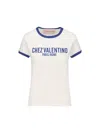 Valentino Womens Regular-fit Brand-print Cotton-jersey T-shirt Avorio Blu Elettrico