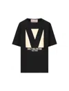 Valentino Cotton Crew Neck T-shirt Drop Shoulder In Black