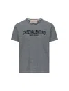 Valentino Garavani Embroidered Stretch Linen Blend T-shirt In Stripped