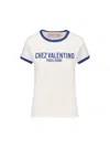 Valentino Womens Regular-fit Brand-print Cotton-jersey T-shirt Avorio Blu Elettrico In Ivory/electric Blue