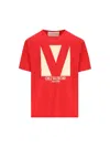 Valentino Crewneck Graphic Print T-shirt Logo In Red