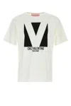 Valentino Mens Avorio Logo-print Crew-neck Cotton-jersey T-shirt In Beige