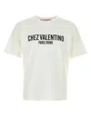Valentino Cotton Crew Neck T-shirt With Graphic Print In Beige