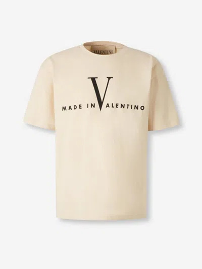 Valentino Garavani Regular-fit Crewneck T-shirt With Chest Logo Print In Nude