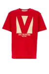 Valentino Crewneck Graphic Print T-shirt Logo In Red