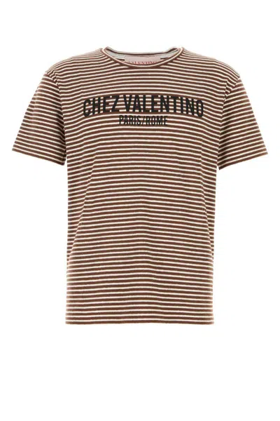 Valentino Striped Cotton T-shirt With Chez Print In There Is No Color Specification For This Product.