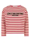 Valentino Womens Avorio Rosso Striped Brand-print Cotton-jersey T-shirt In Stripped