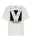 Valentino Womens Brand-print Rhinestone-embellishment Cotton-jersey T-shirt Avorio Nero In White