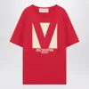 Valentino Crewneck Graphic Print T-shirt Logo In Red
