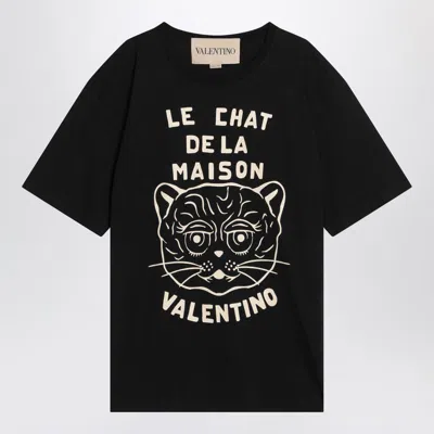 Valentino Garavani T-shirt With Le Chat De La Maison Print In Black