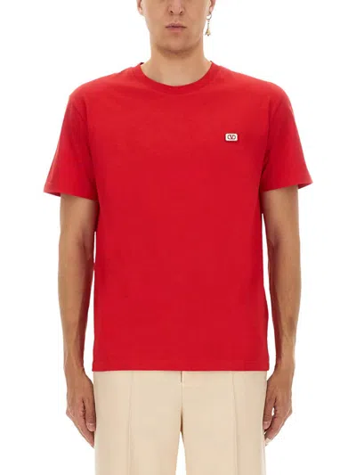 Valentino T-shirt With Signature Vlogo In Red