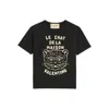 Valentino Garavani T-shirt With Le Chat De La Maison Print In Black