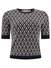 Valentino Garavani Toute La V Jacquard Virgin Wool Sweater In Blue