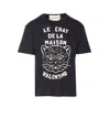 Valentino Garavani T-shirt With Le Chat De La Maison Print In Black