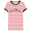Valentino Women Ivory Striped Jersey Embroidered T-shirt