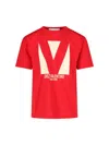 Valentino Crewneck Graphic Print T-shirt Logo In Red