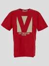 Valentino Crewneck Graphic Print T-shirt Logo In Red