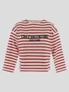 Valentino Women Ivory Striped Cotton Jersey T-shirt In Red