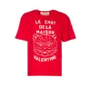 Valentino Garavani T-shirt With Le Chat De La Maison Print In Red
