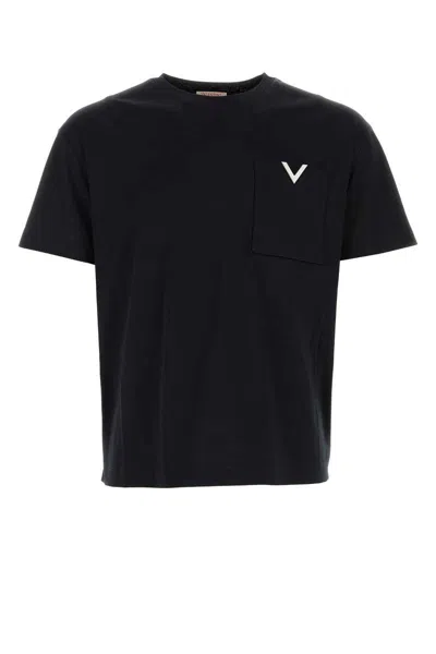 Valentino V-logo Cotton T-shirt In Black