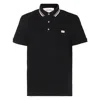 Valentino Garavani Black Polo Shirt With Classic Bicolor Collar And Logo Patch On The Front In Cotto In Black