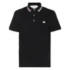 Valentino Garavani Black Polo Shirt With Classic Bicolor Collar And Logo Patch On The Front In Cotto In Black