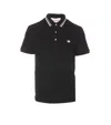 Valentino Garavani Black Polo Shirt With Classic Bicolor Collar And Logo Patch On The Front In Cotto In Black