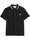 Valentino Garavani Black Polo Shirt With Classic Bicolor Collar And Logo Patch On The Front In Cotto In Black