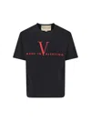 Valentino Crew Neck Short Sleeve T-shirt Design In Black