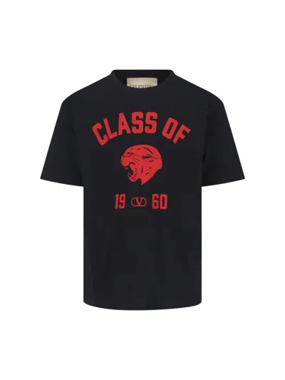 Valentino Crew Neck Graphic Print Short Sleeve T-shirt In Black